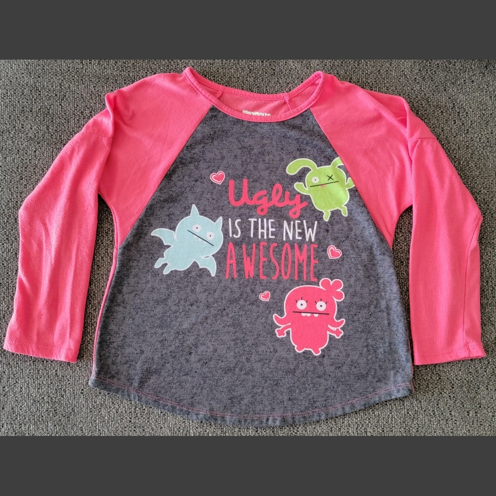 Brand New Kids Girls Size M UglyDolls Pink Gray Long Sleeve Shirt